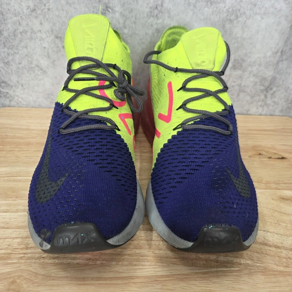 Nike Air Max 270 Flyknit Running Shoes Men 9.5 Regency Purple Volt Pink Sneakers